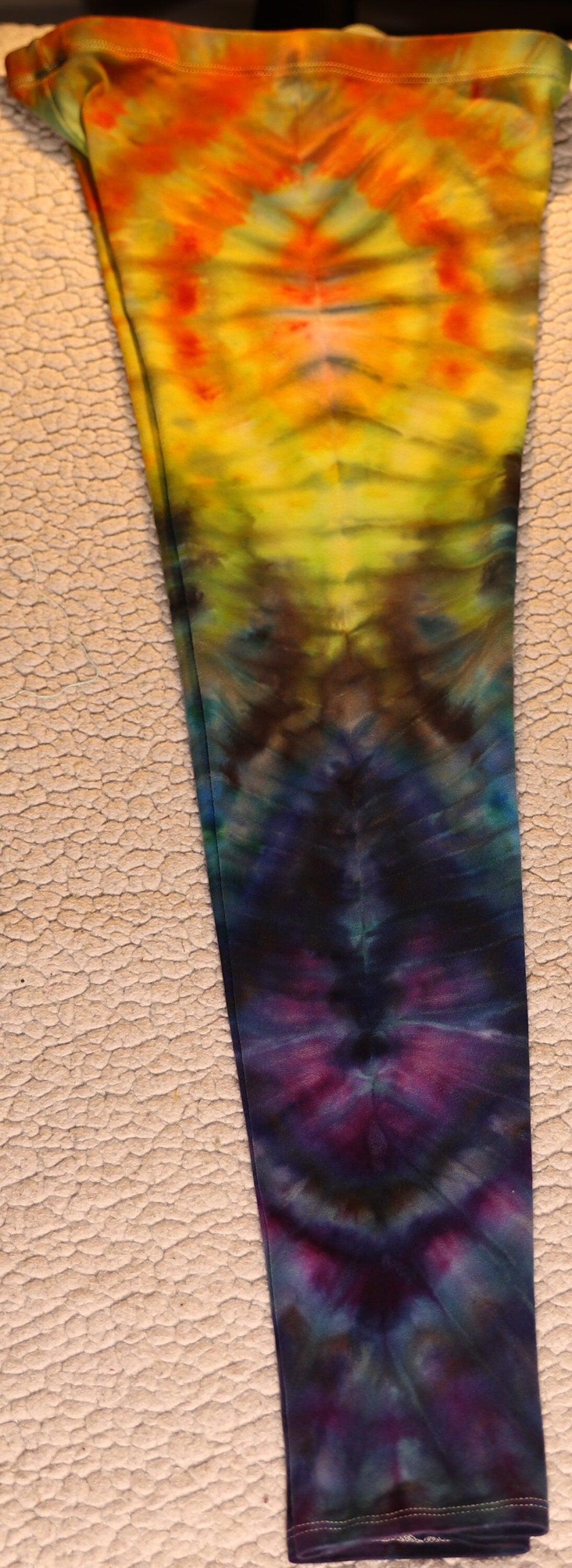 Large Wig Wag Type Ice Dye Tie Dye on Royal Apparel Cotton/Spandex Leggings